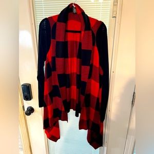 Torrid - Red Buffalo plaid open front sweater